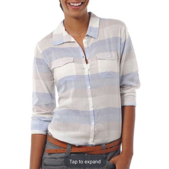 Horny Toad Womens Airbrushed Stripped Button Down shirt - Picture 2 of 8